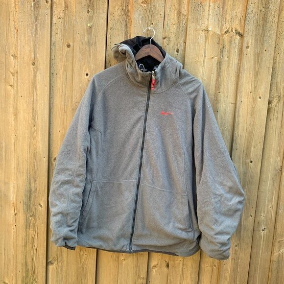 Vintage Nike Reversible Jacket Fleece Big Logo XL Gray/Black - Picture 3 of 13